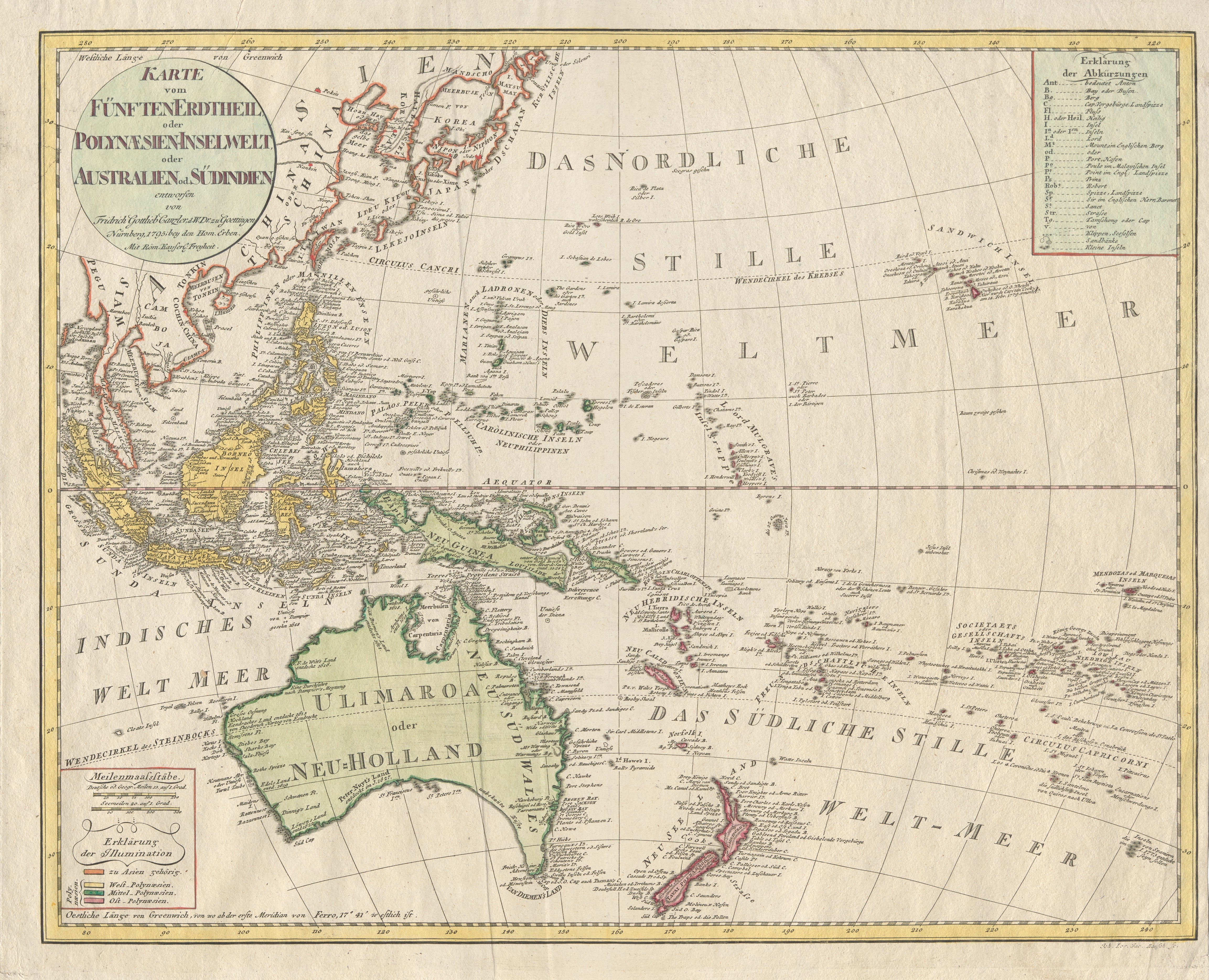 Australien und Pazifik im Jahr 1795
