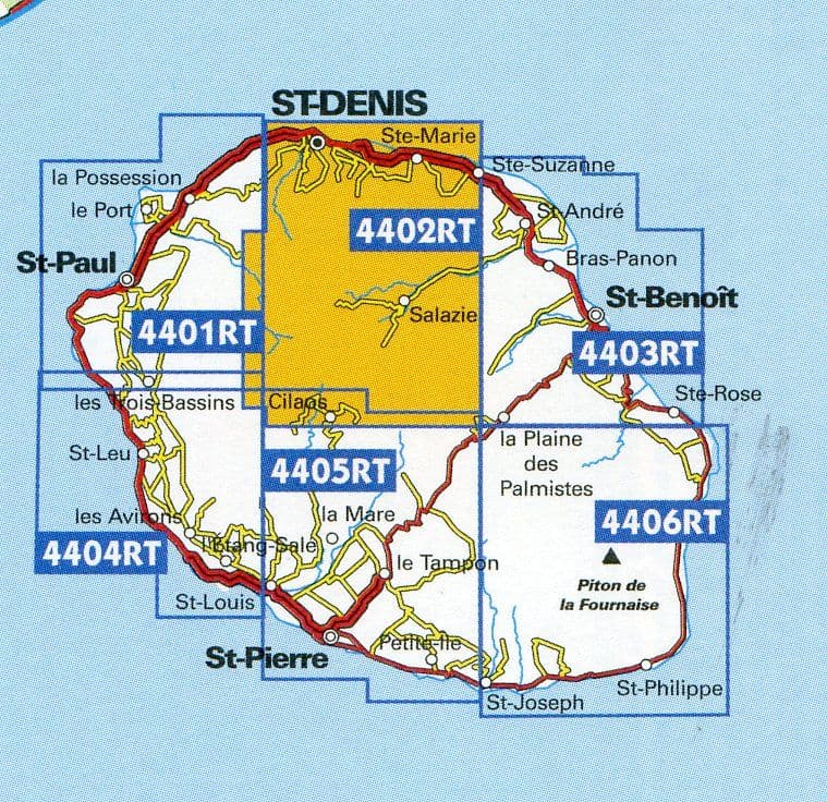 La Reunion - 1:25.000 - Topographische Wanderkarten IGN