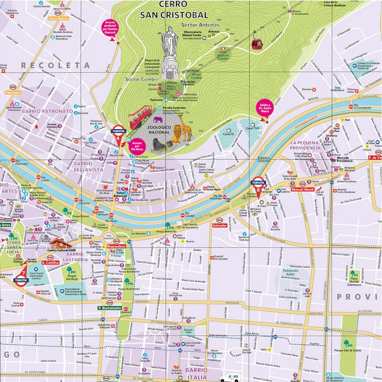 Santiago de Chile 1:8.000 Stadtplan