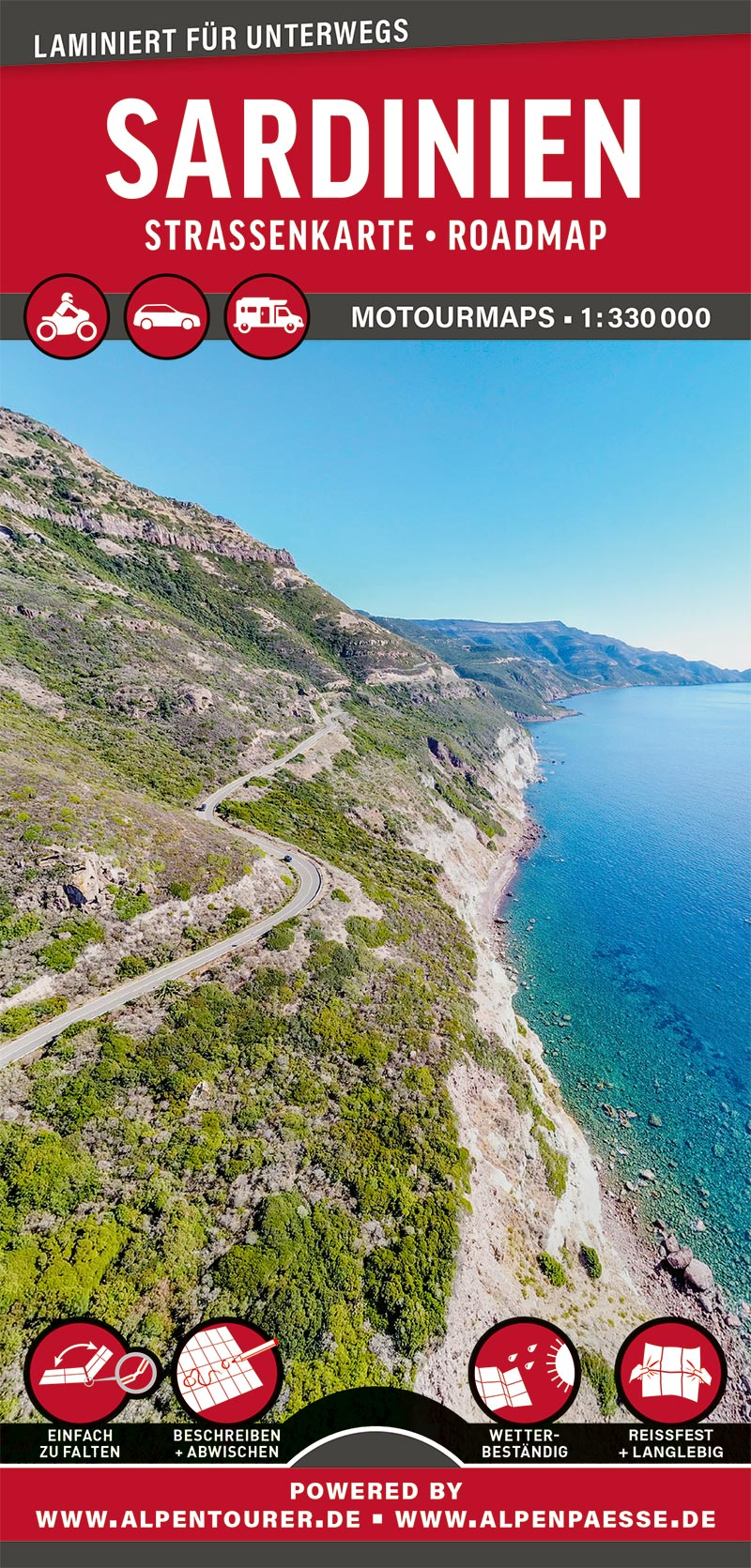 Sardinien 1:330.000 - MoTourMaps - Motorradkarte