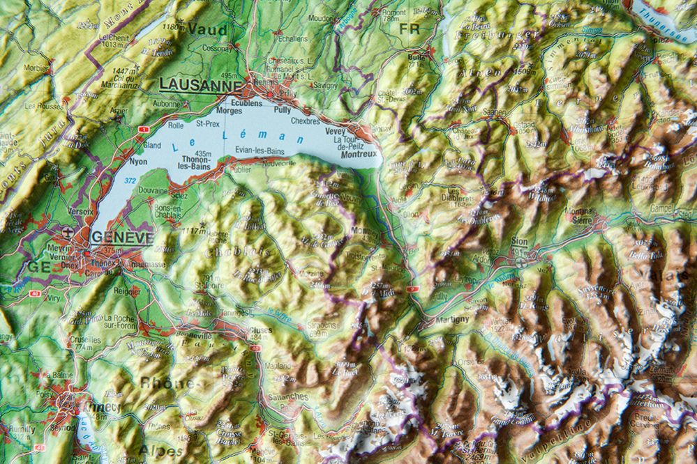 3D Reliefkarte Schweiz - Georelief