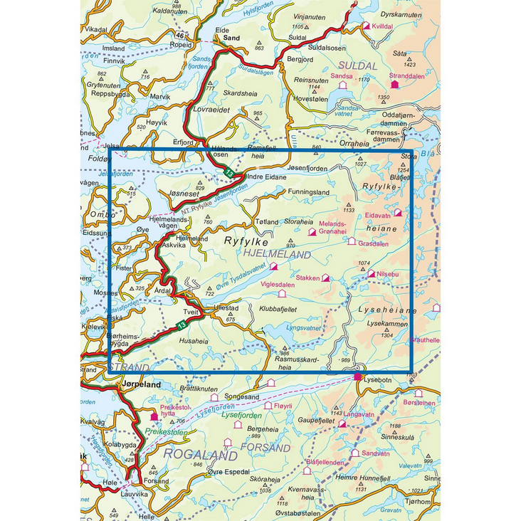 Hjelmelandsheiane 1:50.000 - Turkart