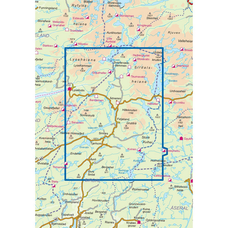 Sirdalsheiane 1:50.000 - Turkart