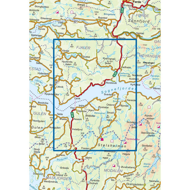Høyanger Vest 1:50.000 - Turkart