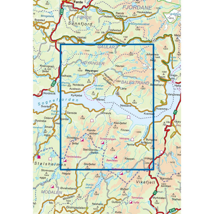 Høyanger Aust 1:50.000 - Turkart