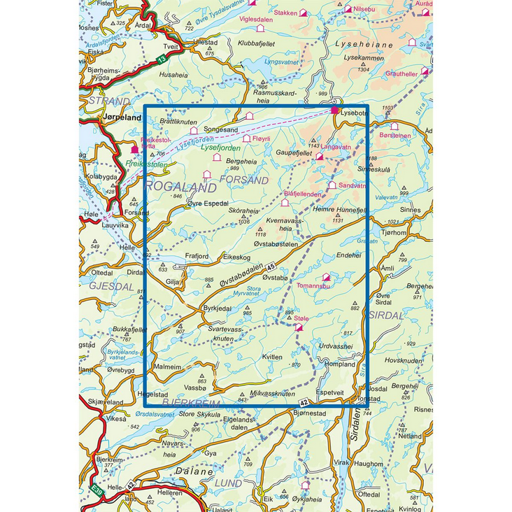 Frafjord-Bjerkreimsheiane 1:50.000 - Turkart