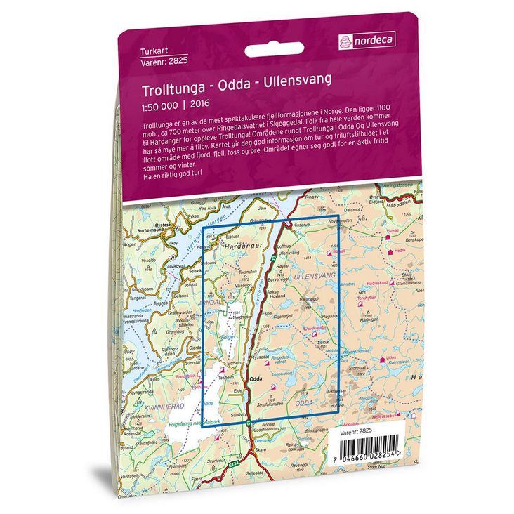 Trolltunga, Odda - Ullensvang 1:50.000 - Turkart