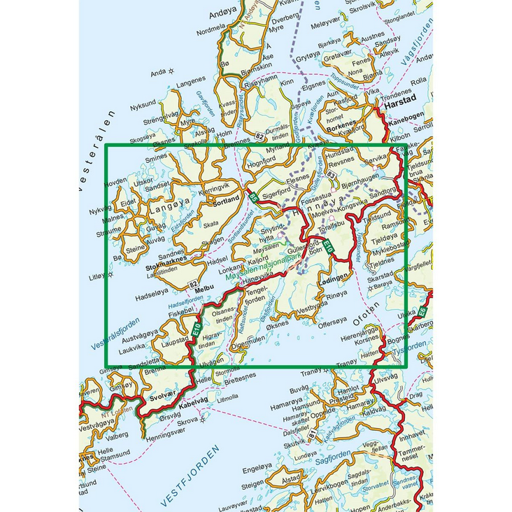 Vesterålen Hinnøya Sør 1:100.000 - Turkart