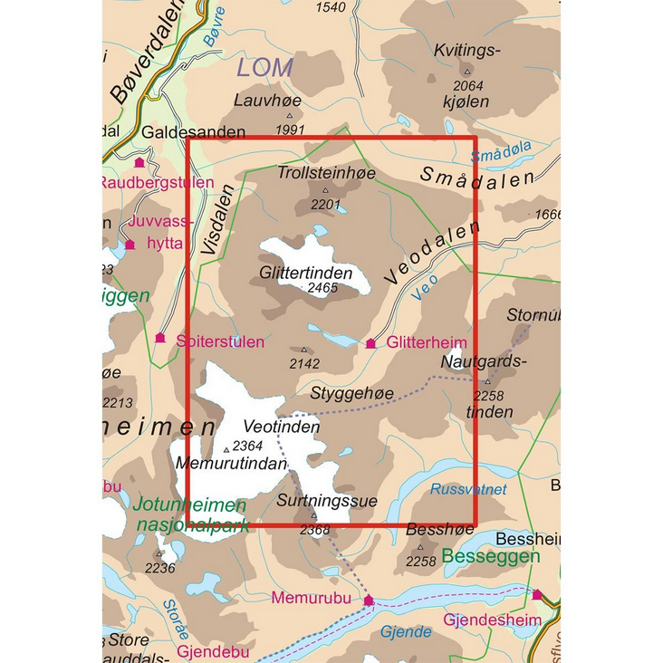 Glittertinden 1:25.000 - Turkart