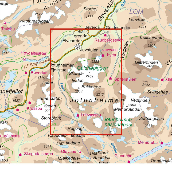 Galdhøpiggen 1:25.000 - Turkart