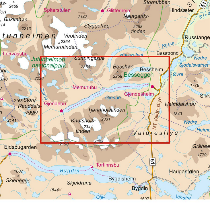 Besseggen 1:25.000 - Turkart