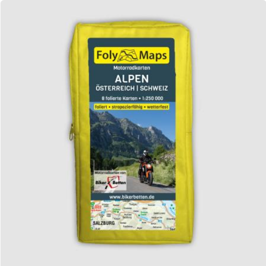Alpen, Österreich & Schweiz 1:250.000 - Motorradkarten Set FolyMaps