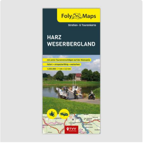 Harz & Weserbergland 1:250.000 - Straßen- und Tourenkarte FolyMaps