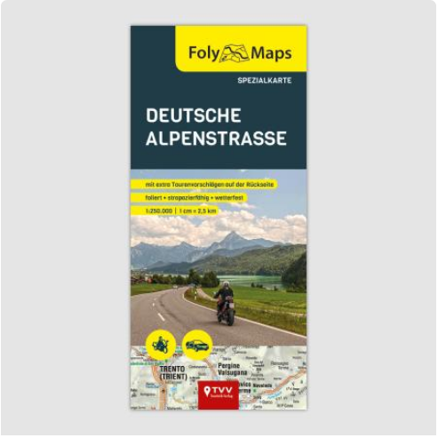 Deutsche Alpenstrasse 1:250.000 - Motorradkarte FolyMaps