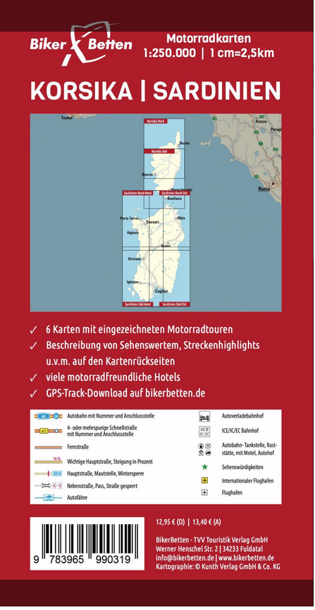Korsika / Sardinien 1:250.000 - Motorradkarten Set FolyMaps