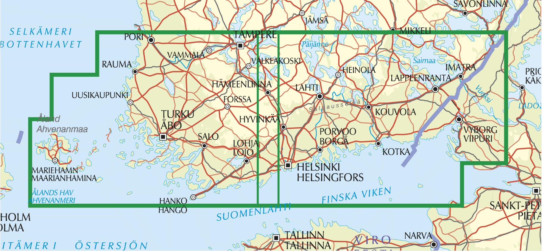 Finnland Süd 1:250.000 - Straßenkarte