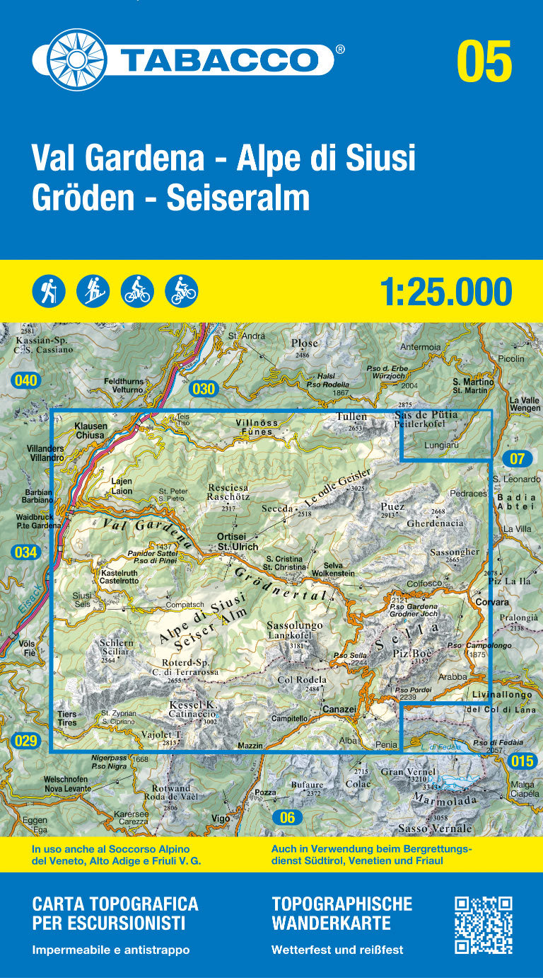Tabacco Wanderkarten 1:25.000 (Alpen, Südtirol, Dolomiten)