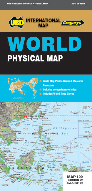World Physical Map pacific-centered
