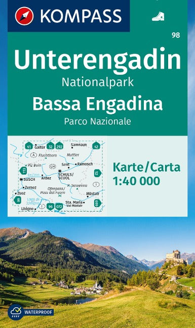 98 Unterengadin / Bassa Engadina 1:40.000 - Kompass Wanderkarte