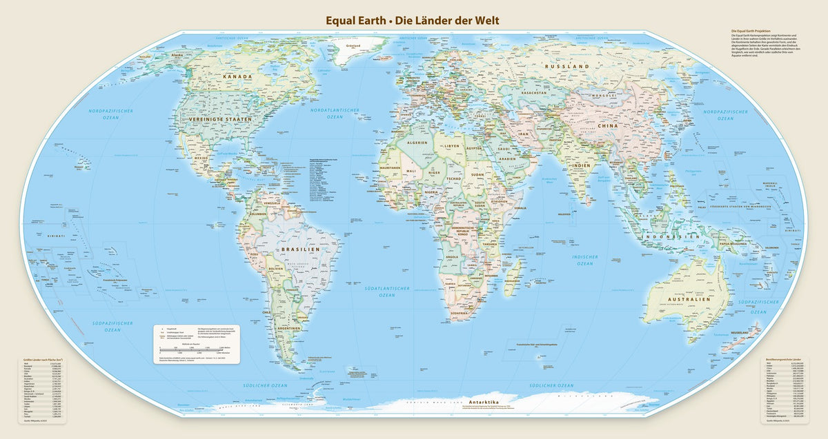 W41 Weltkarte Politisch - Equal Earth (140x72)