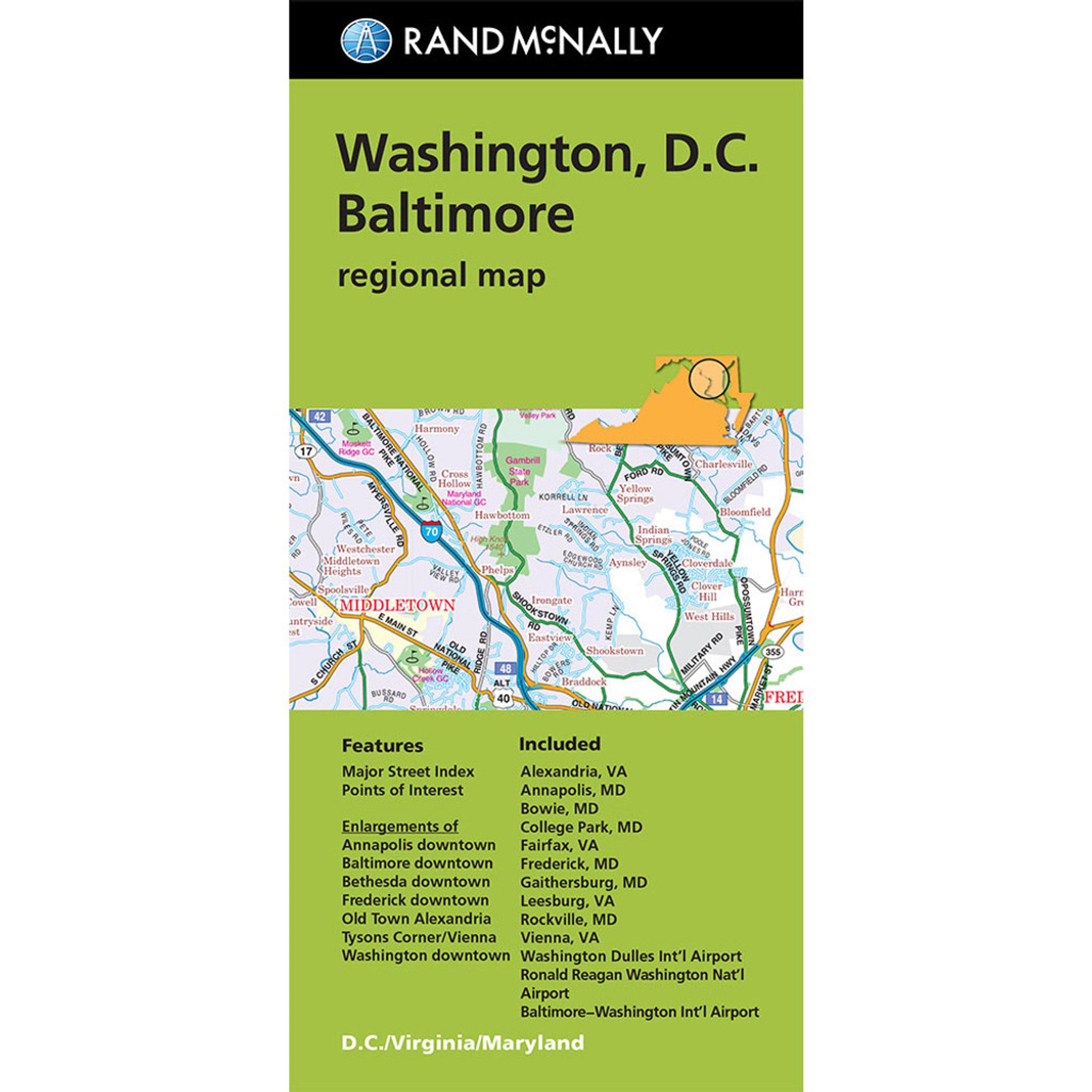 Washington, D.C. - Baltimore - Regionalkarte Rand McNally