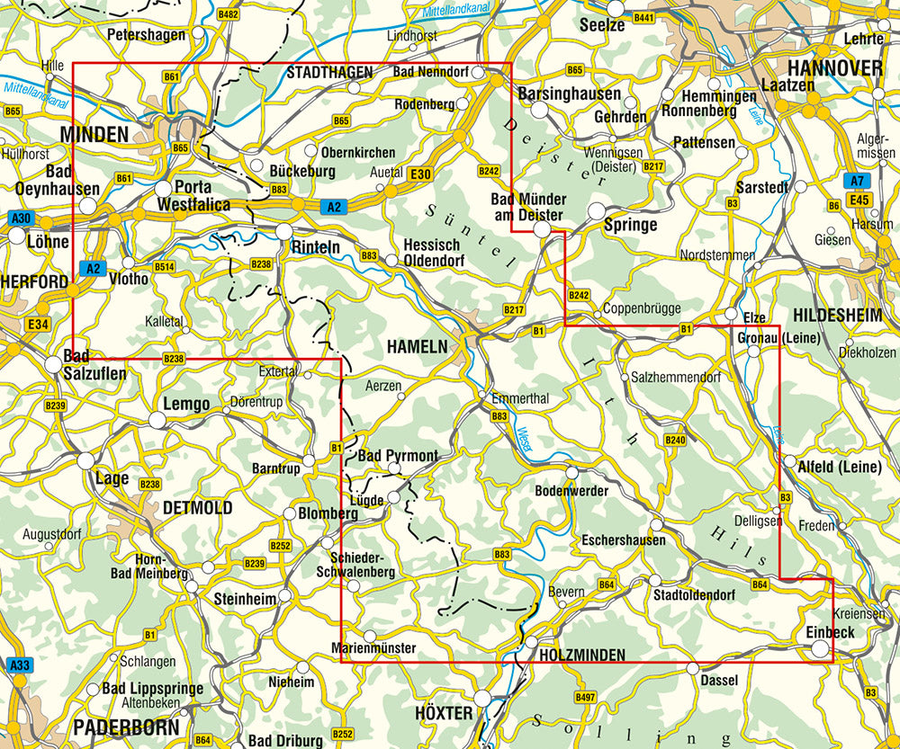 Weserbergland Nördlicher Teil 1:50.000 Wanderkarte