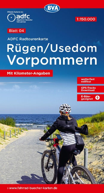 ADFC-Radtourenkarte 04 Rügen/Usedom - Vorpommern 1 : 150.000