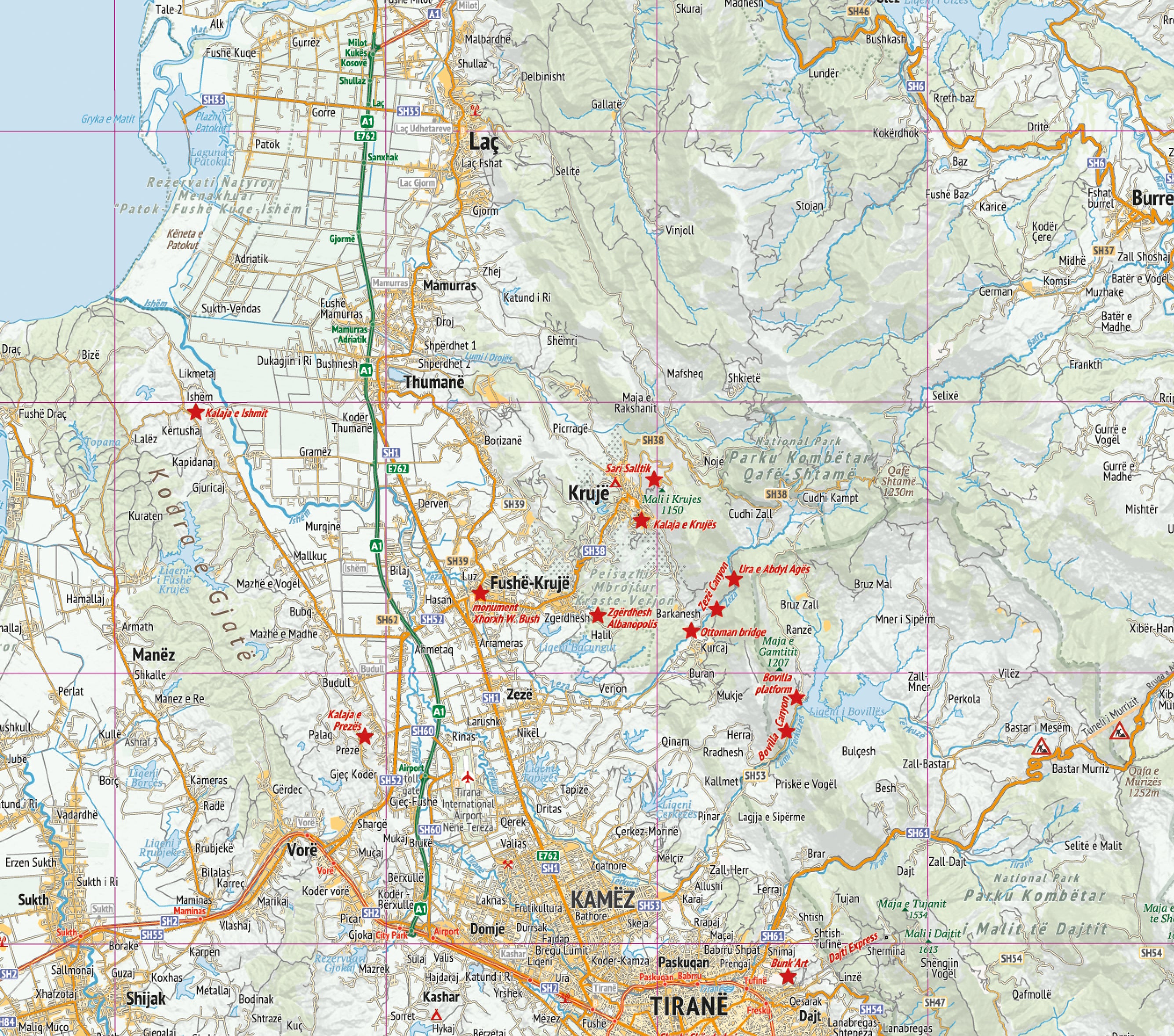 Albanien 1:220.000 - Straßenkarte