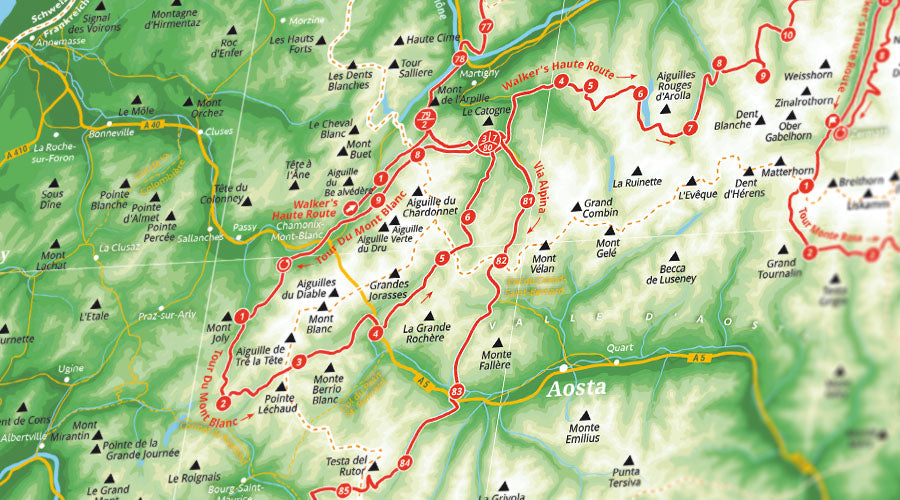 Alpenkarte mit 1001 Alpenbergen