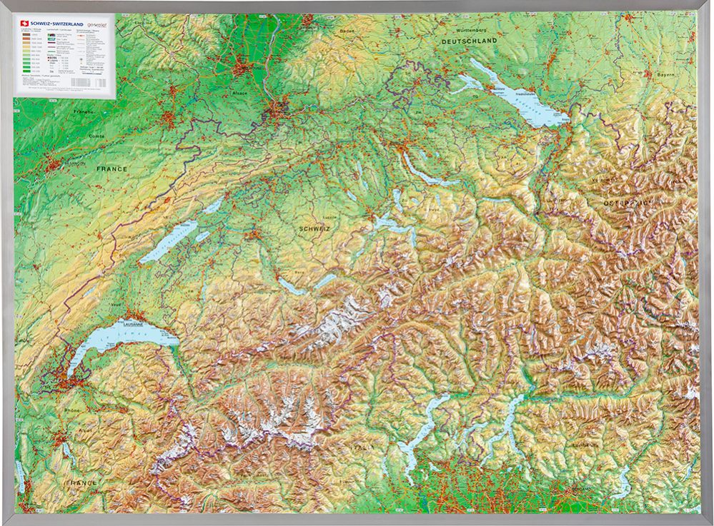 3D Reliefkarte Schweiz - Georelief