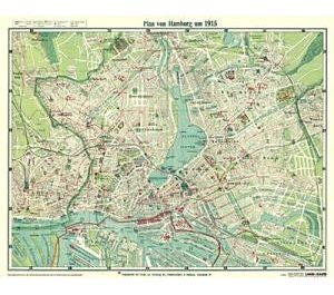 Stadtplan von Hamburg um 1915 (gerollt)