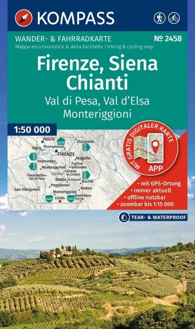 2458 Firenze - Siena - Chianti - Kompass Wanderkarte