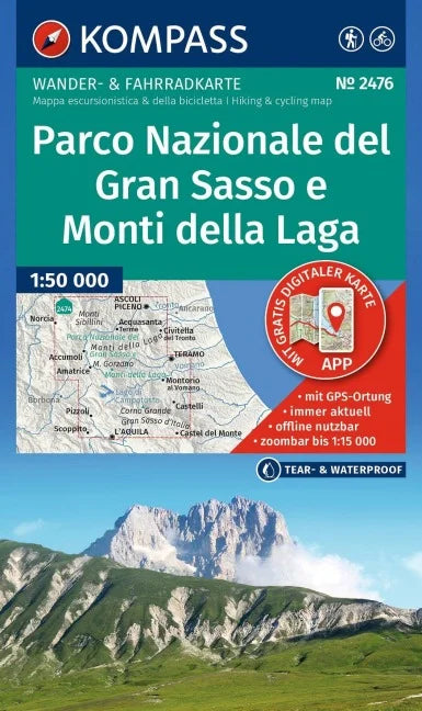 2476 Parco Nazionale del Gran Sasso 1:50.000 - Kompass Wanderkarte