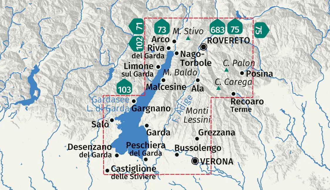 250 Gardasee Ost, Rovereto bis Verona 1:50.000