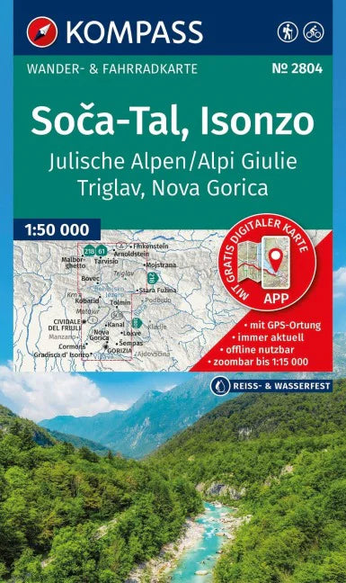 2804 Soca-Tal 1:50.000 Kompass-Wanderkarte