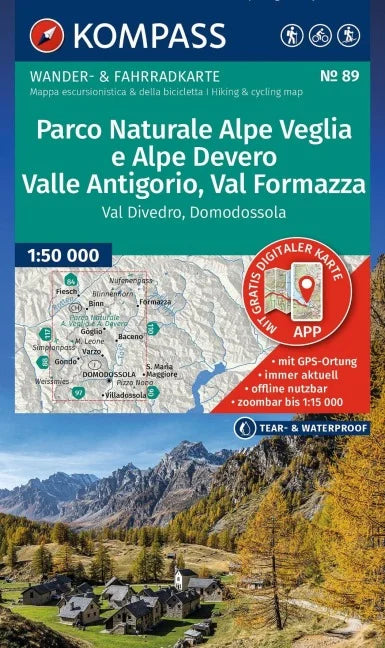 89 Parco Naturale Alpe Veglia e Alpe, Domodossola 1:50.000 - Kompass Wanderkarte