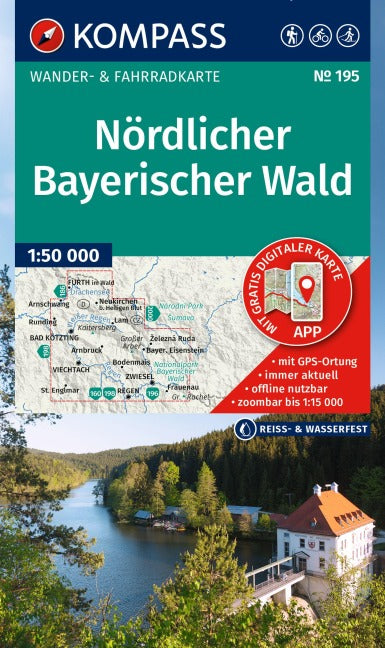 195 Nördlicher Bayerischer Wald 1:50.000 - Kompass Wanderkarte