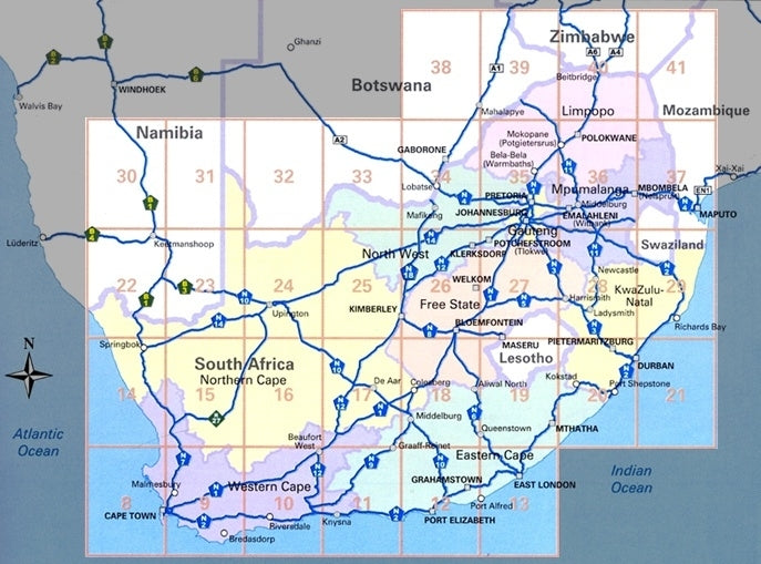 Südafrika Straßenatlas - 1:1.250.000 Mio. - A4 geheftet