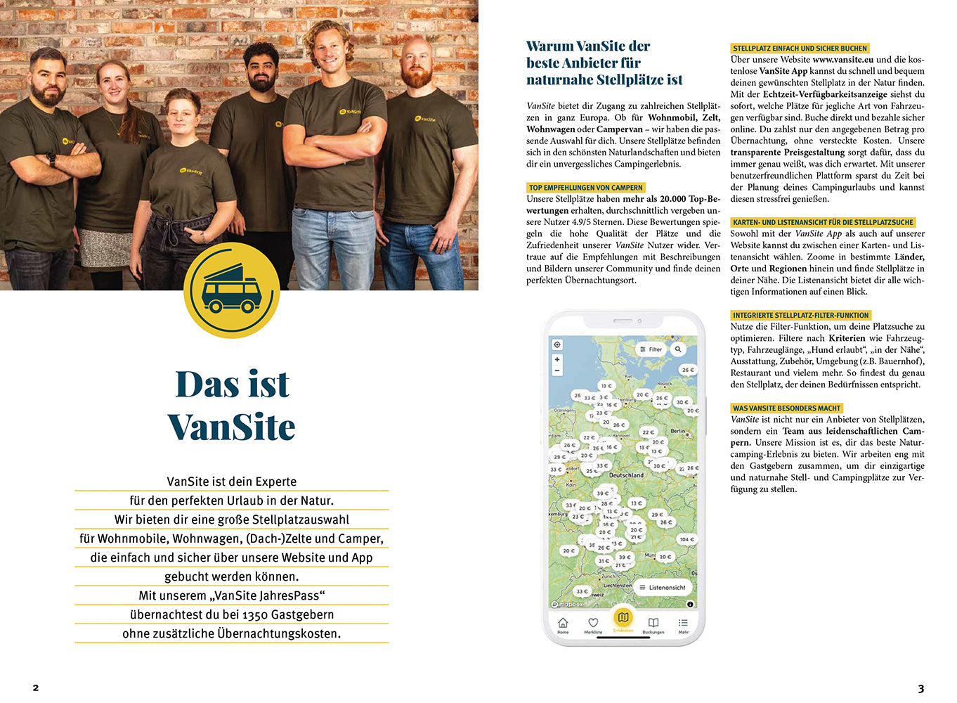 VanSite Stellplatzführer 2025 - Naturnahe Stellplätze in Deutschland und Europa