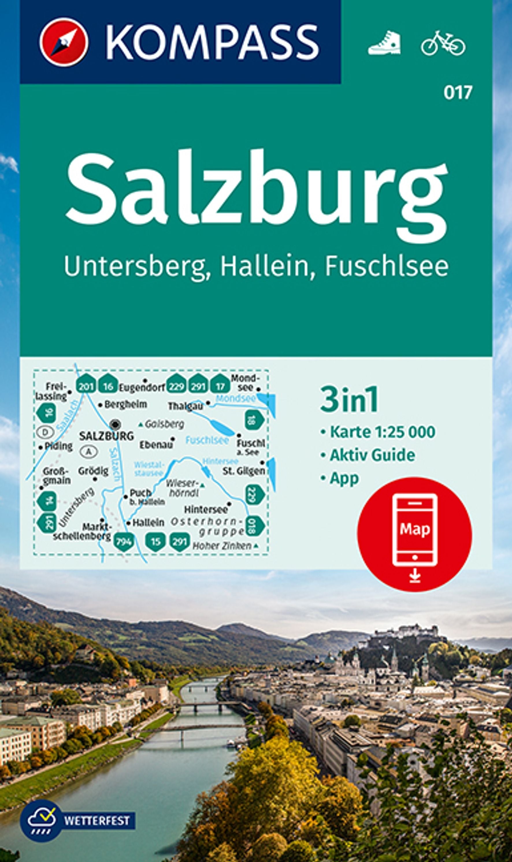 017 Salzburg und Umgebung 1:25.000 - Kompass Wanderkarte