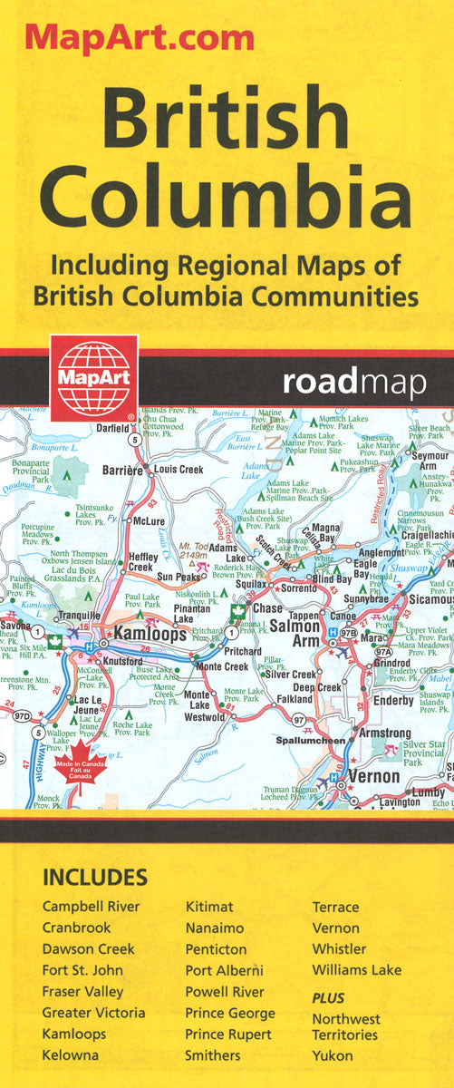 British Columbia Straßenkarte MapArt