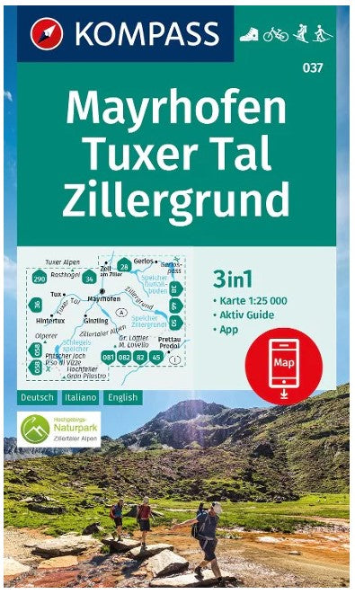 037 Mayrhofen Wanderkarte Kompass
