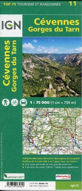 Cévennes - Gorges du Tarn 1:75.000