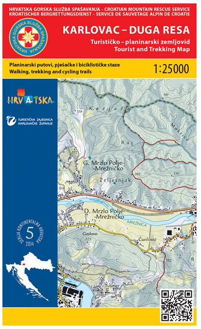 Karlovac, Duga Resa Kroatien Wanderkarte - 1:25.000