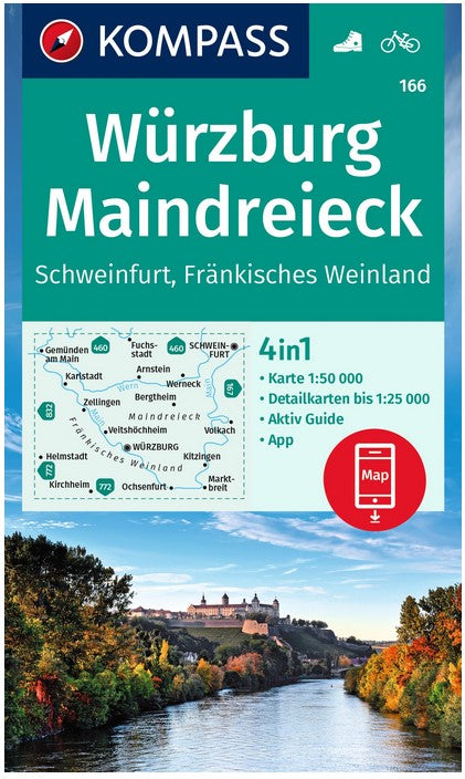 166 Würzburg, Maindreieck 1:50.000 - Kompass Wanderkarte