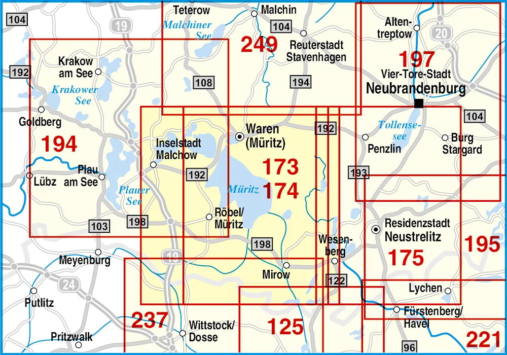 174 Müritz, Waren, Röbel, Mirow und Umgebung 1:50.000
