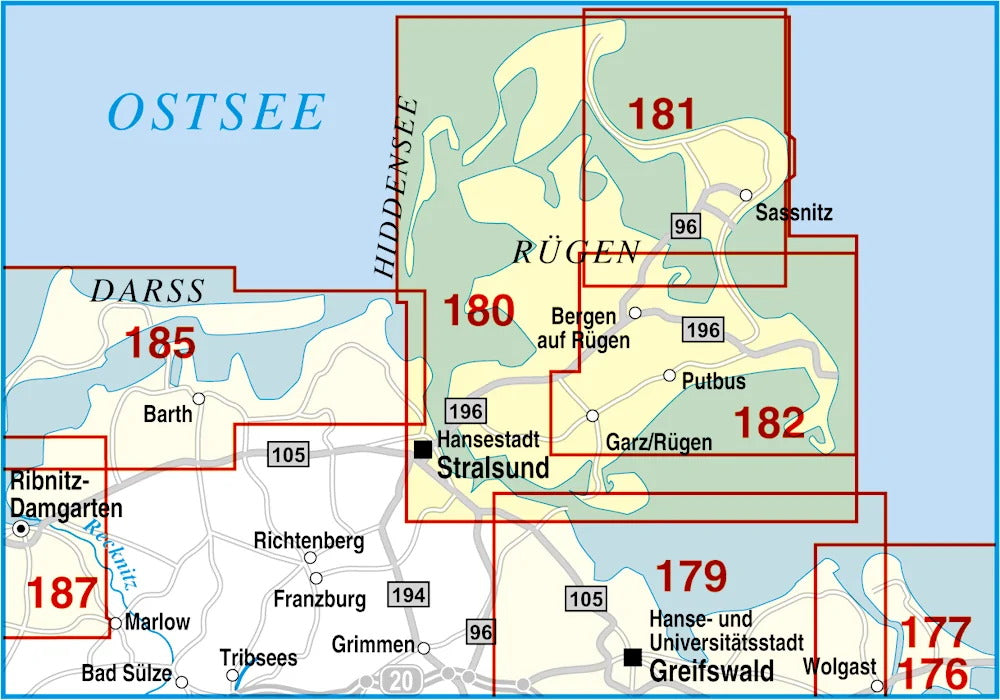 180 Insel Rügen - 1:50.000 Rad- und Wanderkarte