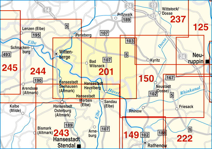201 Wittenberge, Bad Wilsnack, Hansestadt Havelberg und Umgebung 1:50.000