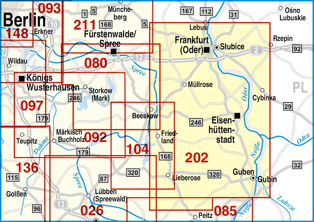 202 Naturpark Schlaubetal, Frankfurt (Oder), Guben, Eisenhüttenstadt und Umgebung 1:50.000