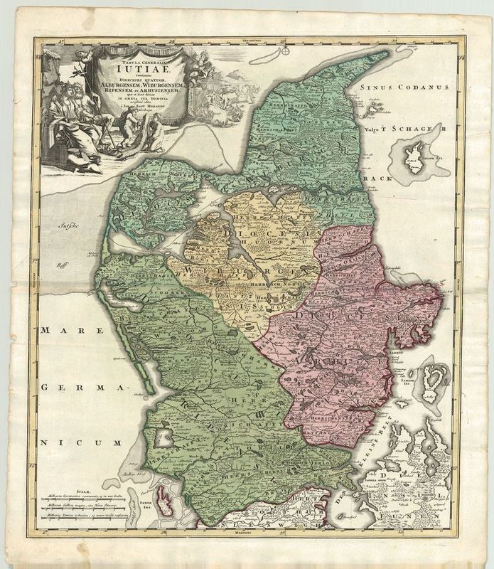Dänemark um das Jahr 1710 von Johann Baptist Homann